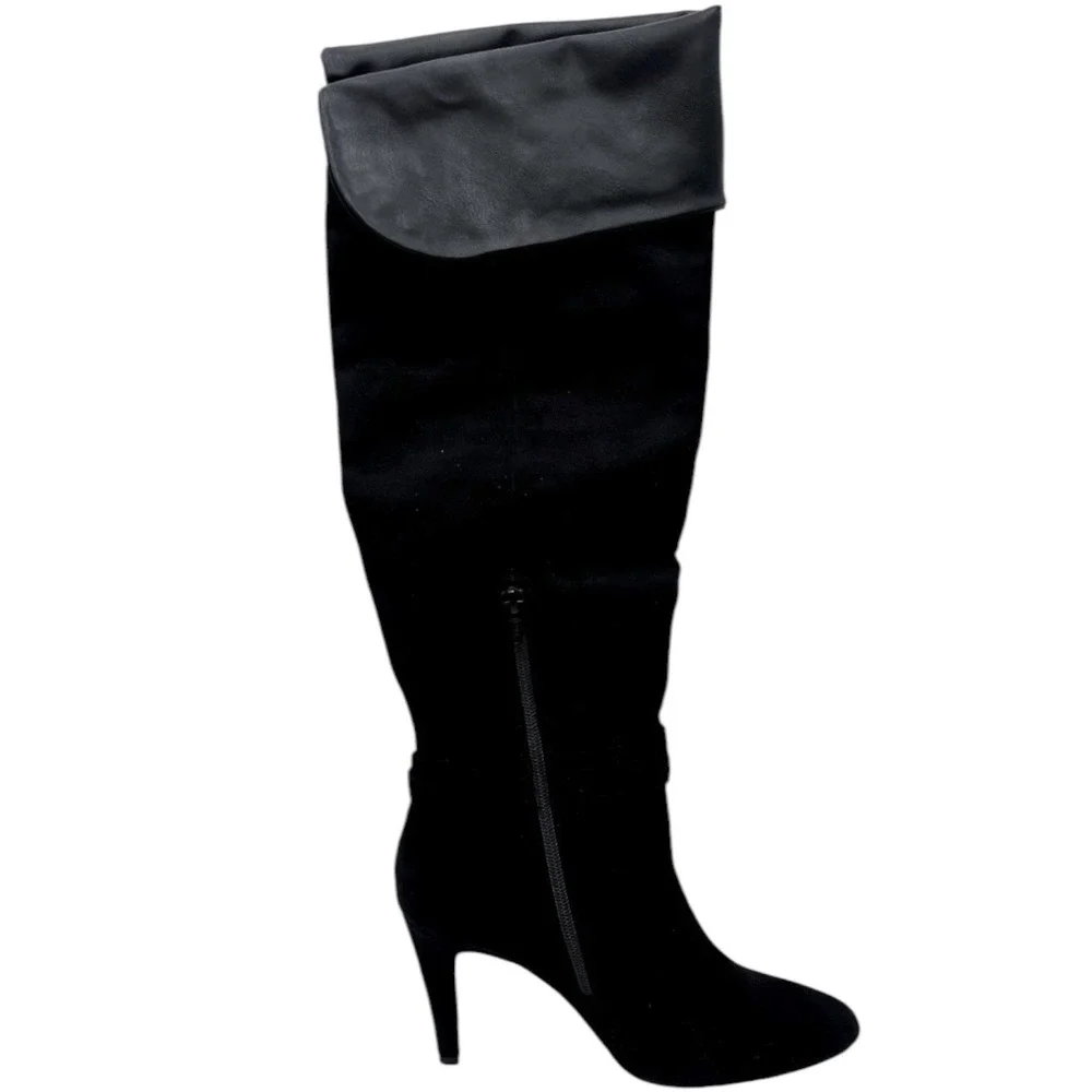 Rialto Clea Black Faux Suede Over-The-Knee Boot 4 Inch Heel Special Occasion 9
